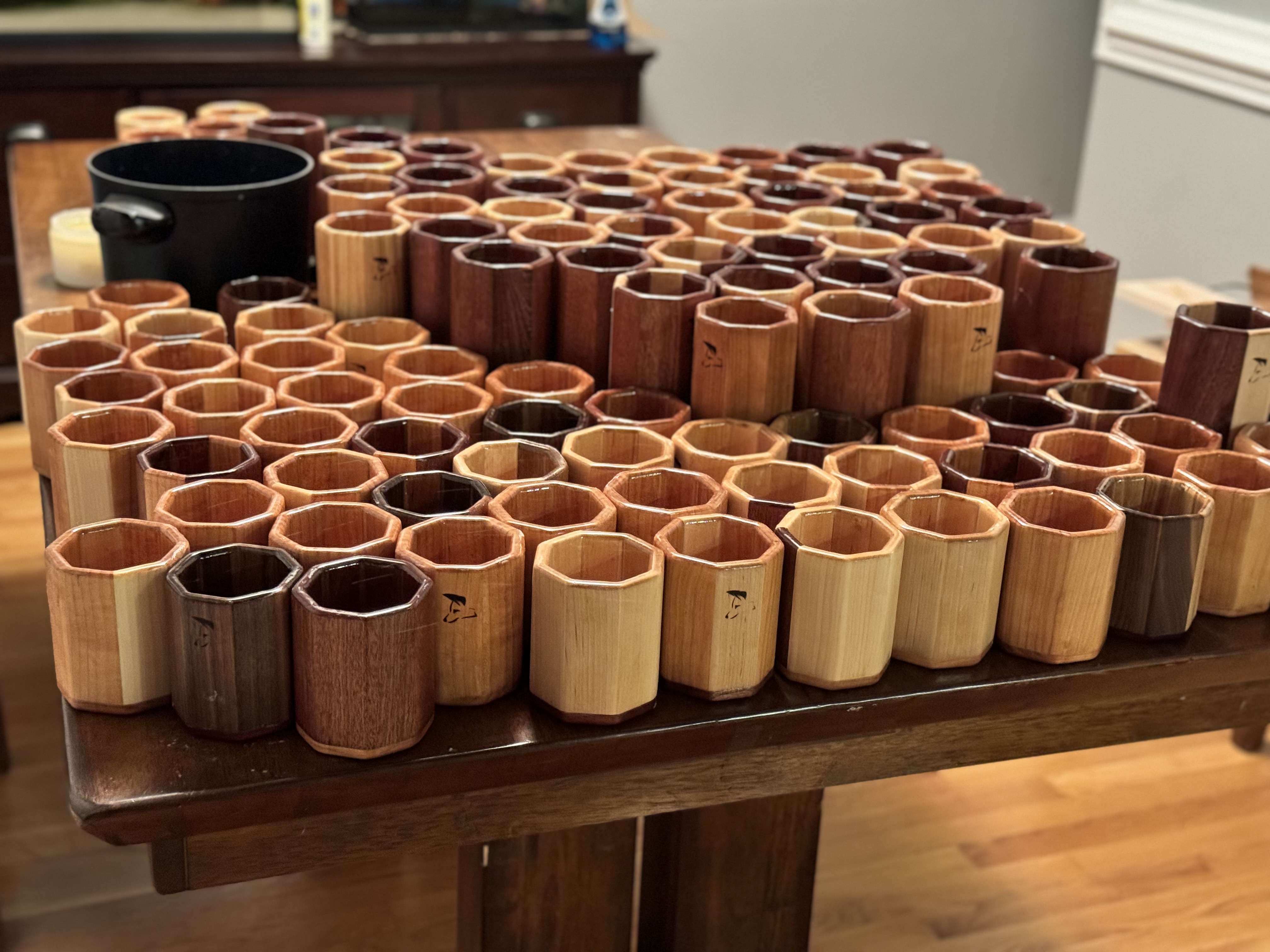 Production mode — over 100 cups ready