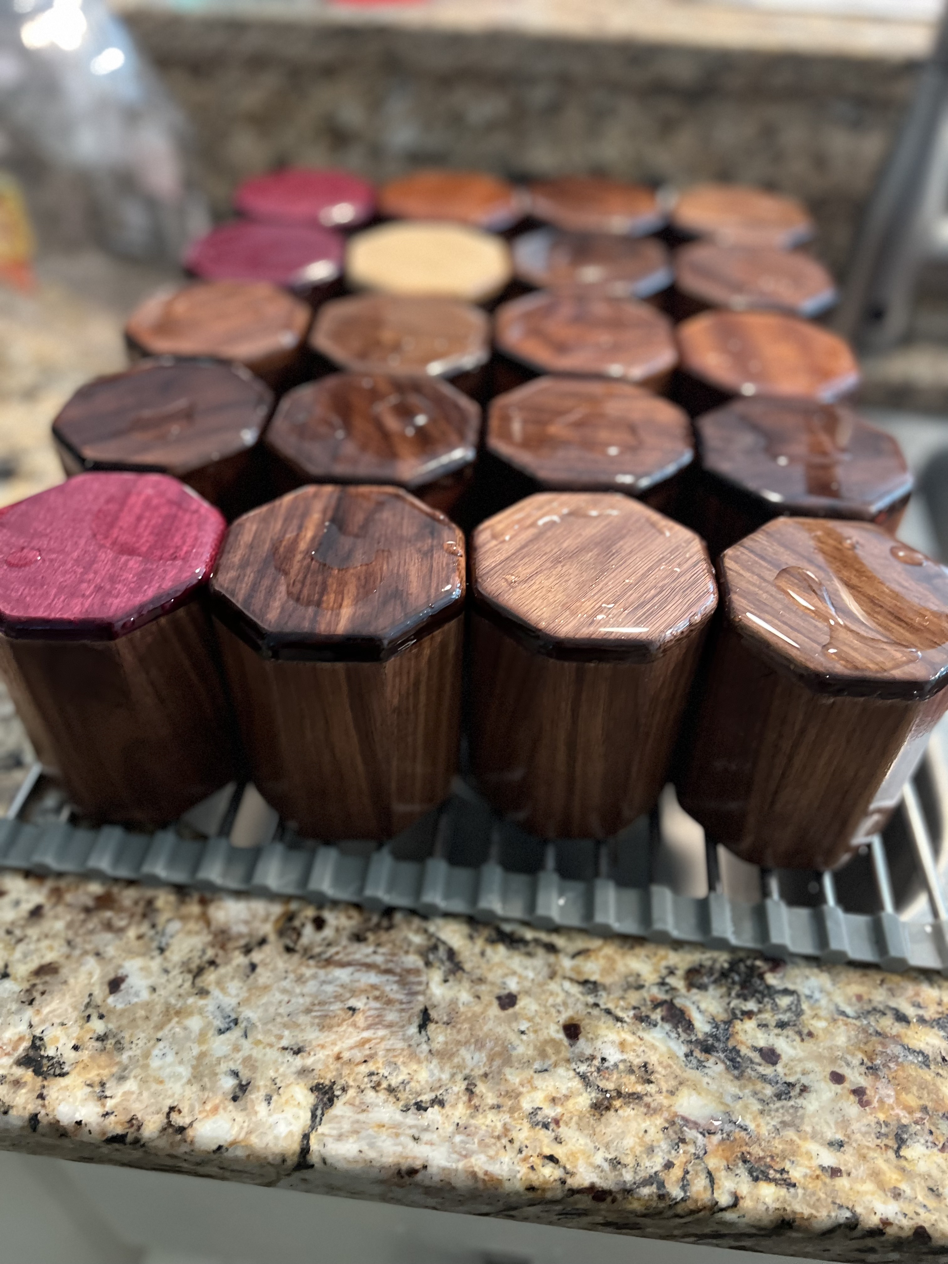 Cups washed and drip drying — every cup is water tested before it ships