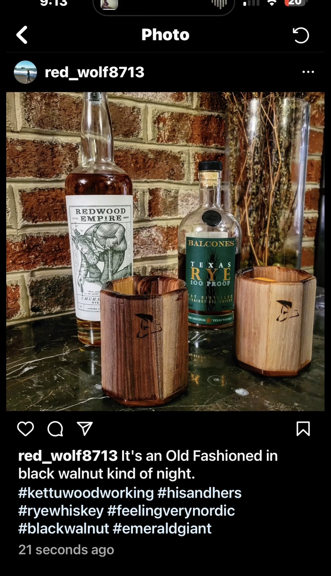 Old Fashioned in black walnut — customer photo