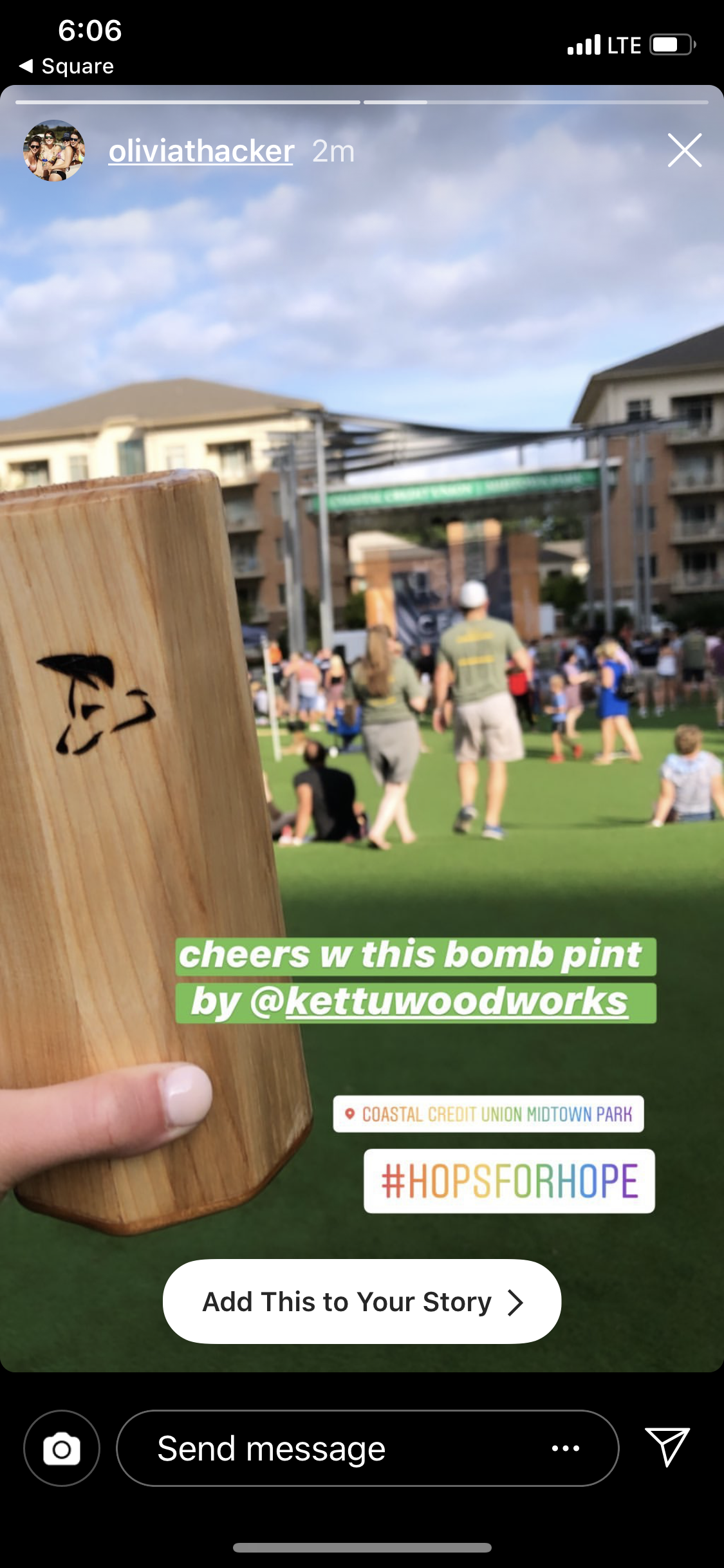 Cheers with this bomb pint — customer Instagram story